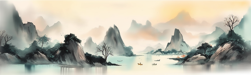 山水河流复古风意境自然景观中式风水墨画,插画/手绘图,插画/手绘图库,插画/手绘图下载,插画/手绘
